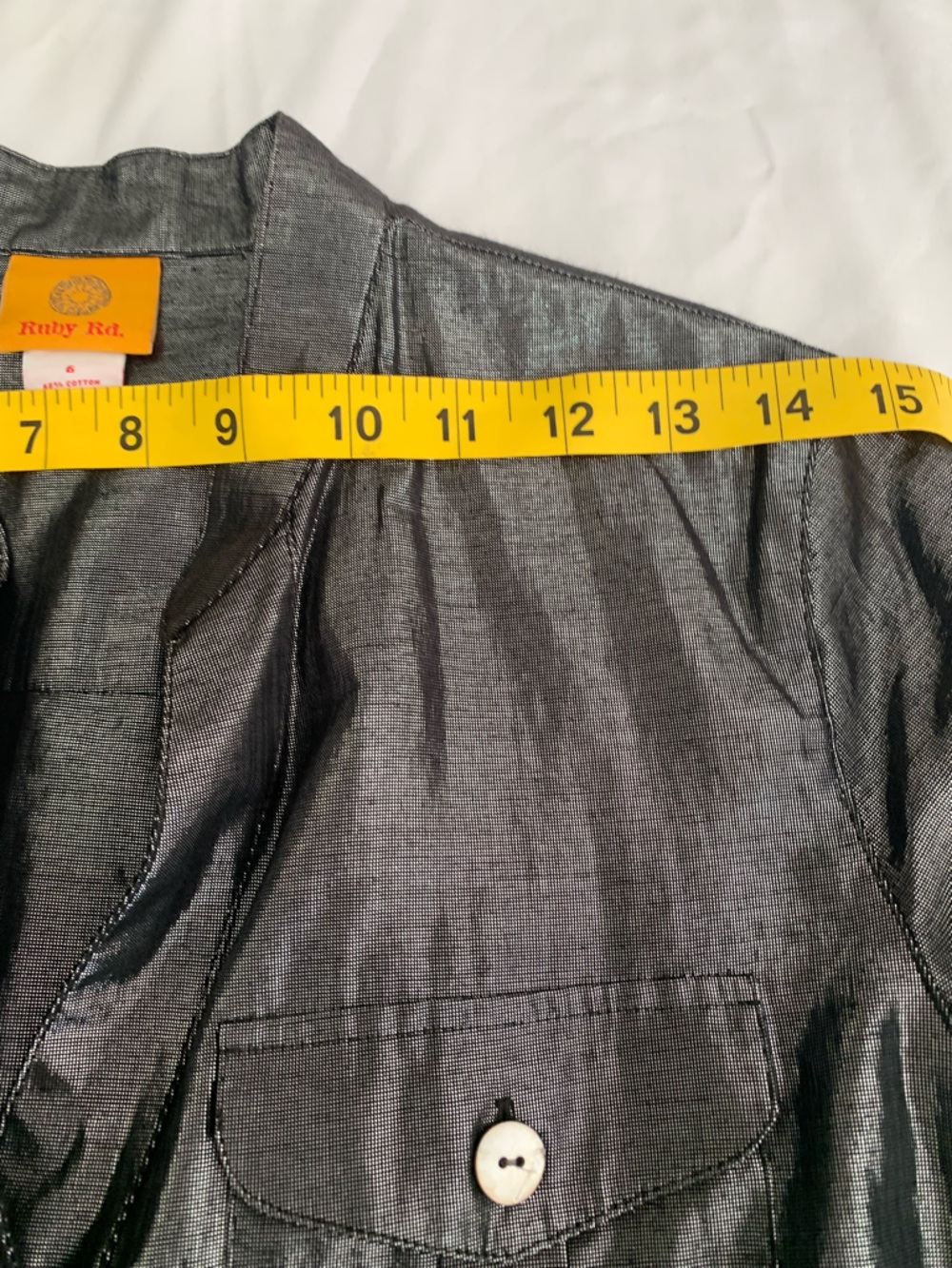 Ruby Rd. Metallic Charcoal Button-Up Shirt Jacket Size 6 - Picture 6 of 9
